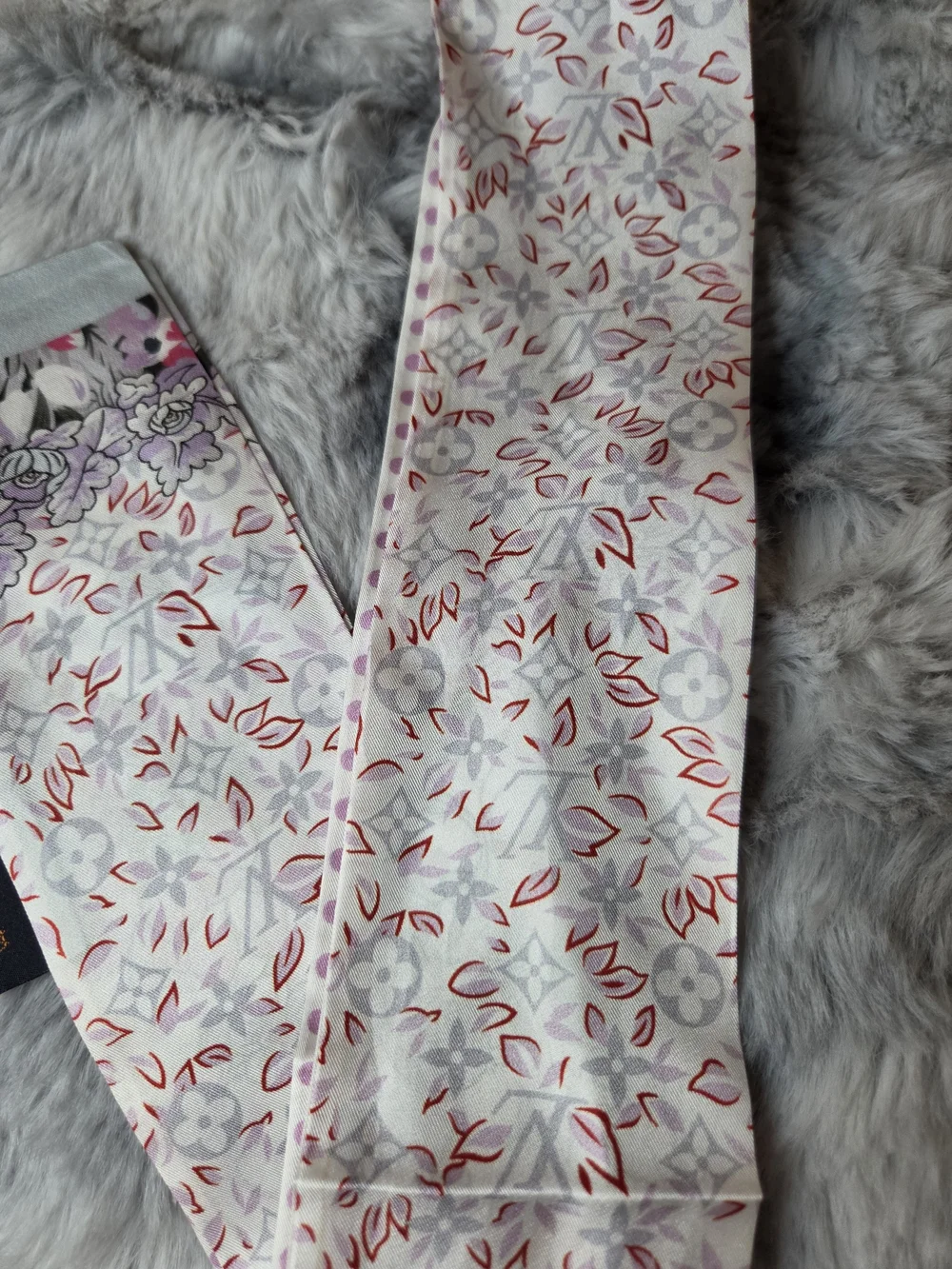 Pink and White Floral Silk Scarf